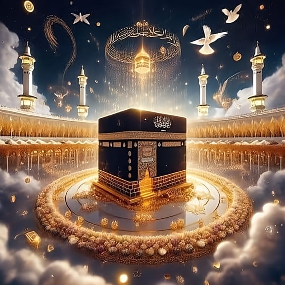 5D Diamond Painting Kits for Adults Charming Islamic Mosque Scene with Golden Embellishments Full Drill DIY Diamond Art for Adults Beginners Picture Art Crystal Painting for Home Wall Decor