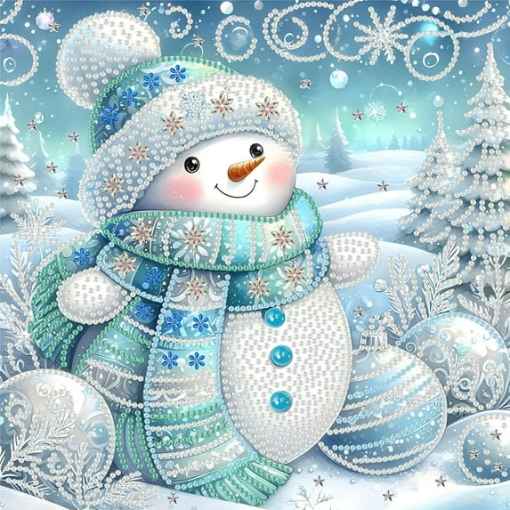 5D Diamond Painting Kits for Adults, Christmas Snowman Diamond Art Kits for Adults Beginner, DIY Crystal Art Diamonds Dot Special Shape Gem Painting for Home Wall Decor 11.8x11.8inch