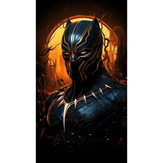 5D Diamond Painting Kits for Adults Diamond Arts Black Panther Diamond Painting DIY Full Round Drill for Home Wall Decor and Adults Kids Holiday Gift 12x16 inch