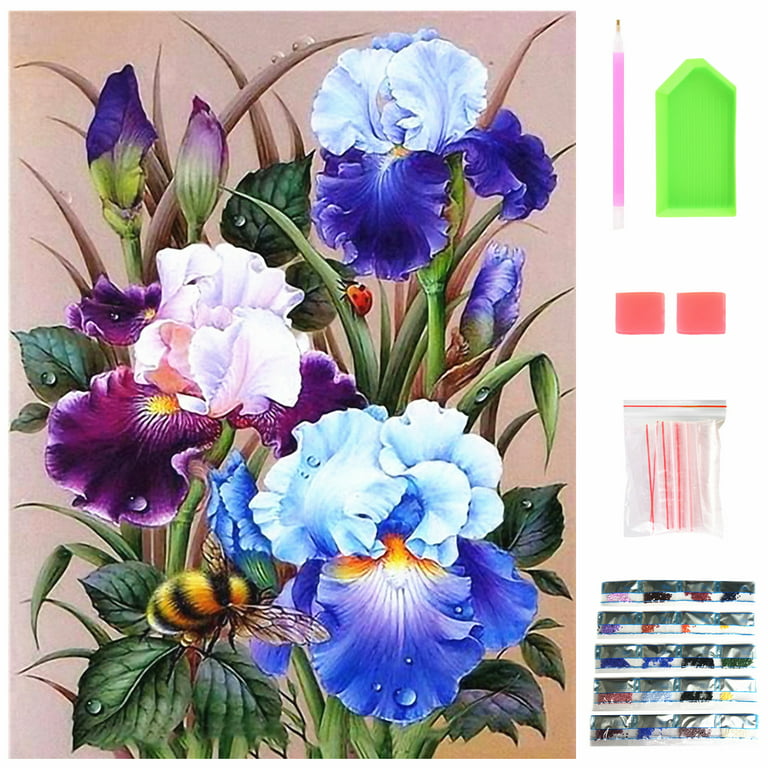 5D Diamond Painting Kits for Adults, Full Drill Diamond Art Kits, DIY  Painting by Numbers, Blue Flowers Diamonds Crafts for Home Decor, Gifts.  (Canvas Size: 40 * 30cm) 