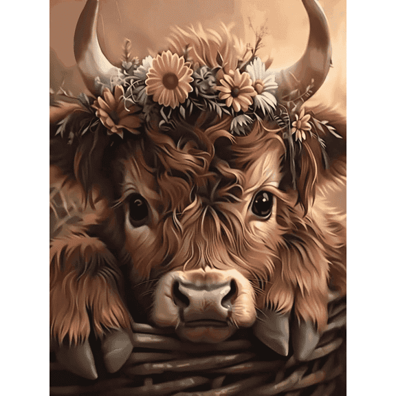 5D Diamond Painting Kits for Adults, Highland Cow Diamond Art for Beginners, DIY Full Round Drill Paint by Diamonds Dot Gem Art and Crafts for Home Decor 12x16in