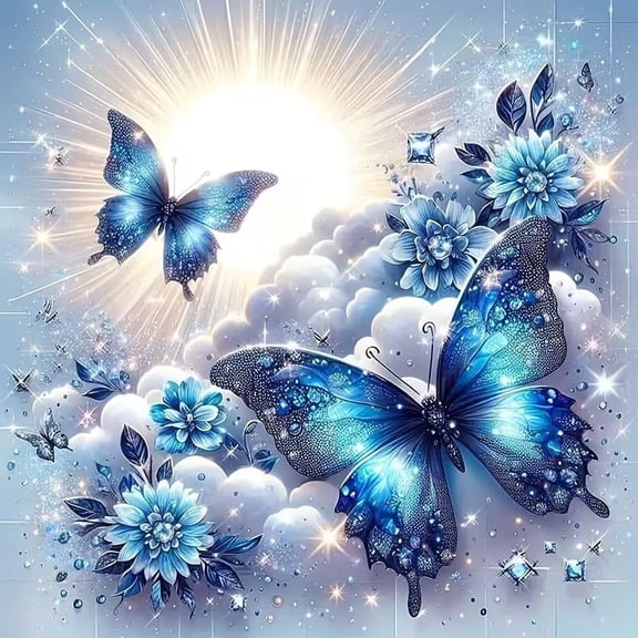 5D Diamond Painting Kits for Adults,Purple Butterfly Diamond Art Kits for Beginners,DIY Flower Full Drill Diamond Painting Gem Art Crafts for Home Decor 12x12 Inch