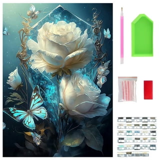 Red Rose Flower Butterfly Artificial Diamond Painting Kits, 5d Diy