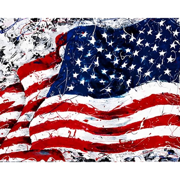 5D Diamond Painting Kits for Adults kids Beginners Paint By Diamond Set Round Full Drill Craft Diamond Art Painting Art Craft Painting Kit-American flag Chri