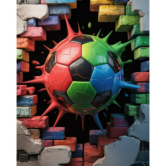 5D Diamond Painting Kits for Adults kids Beginners Paint By Diamond Set  Round Full Drill Craft Diamond Art Painting Art Craft Painting Kit-Colored ball breaking the wall