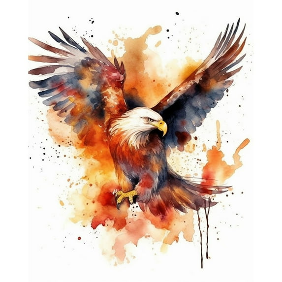 5D Diamond Painting Kits for Adults kids Beginners Paint By Diamond Set Round Full Drill Craft Diamond Art Painting Art Craft Painting Kit-Eagle Flame Wings American Flag watercolor (2)