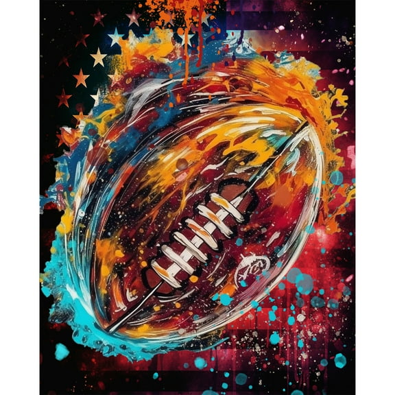 5D Diamond Painting Kits for Adults kids Beginners Paint By Diamond Set  Round Full Drill Craft Diamond Art Painting Art Craft Painting Kit-Football American flag