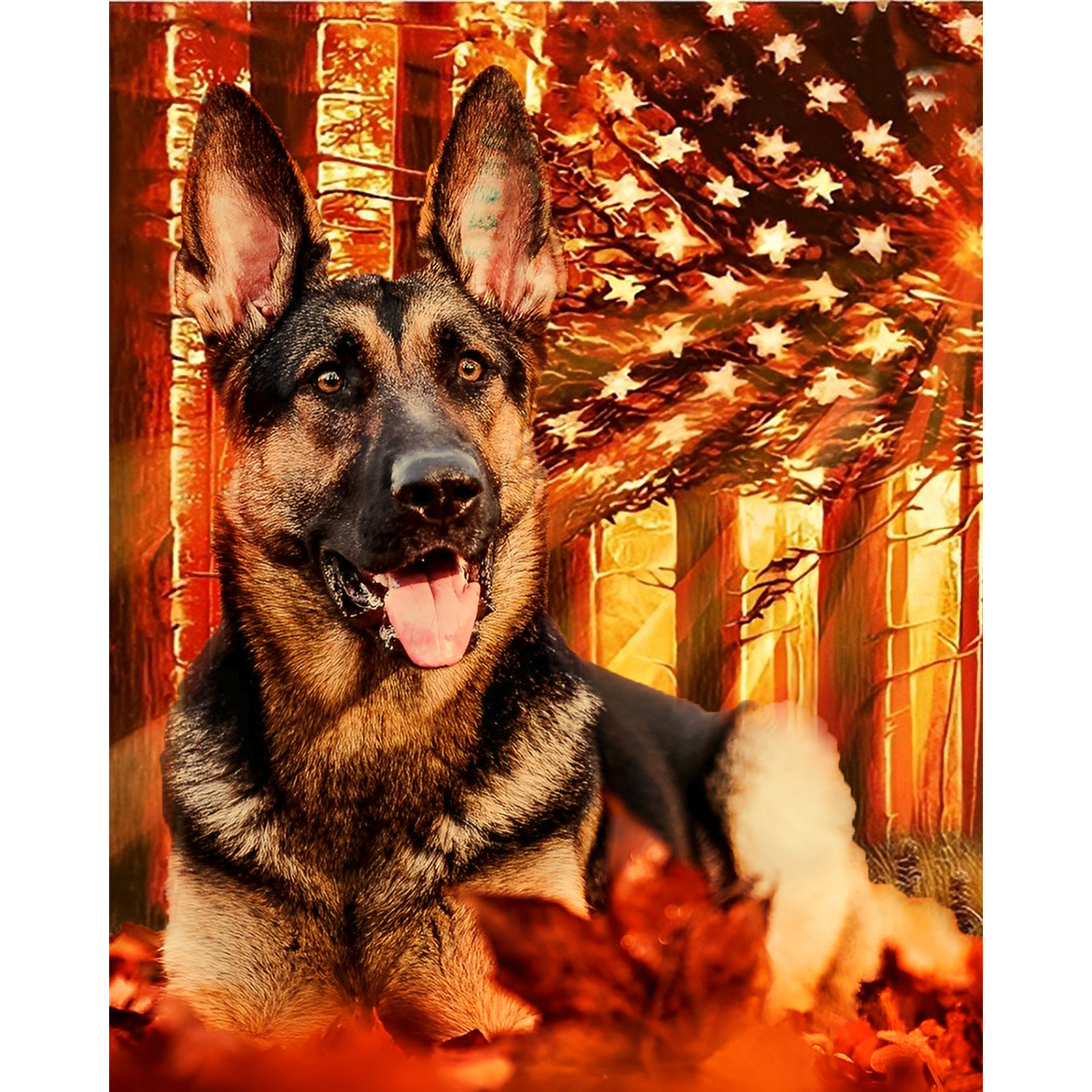 DIY 5D Diamantmalerei – German Shepherd Bild 60x100 Cm, Full Drill