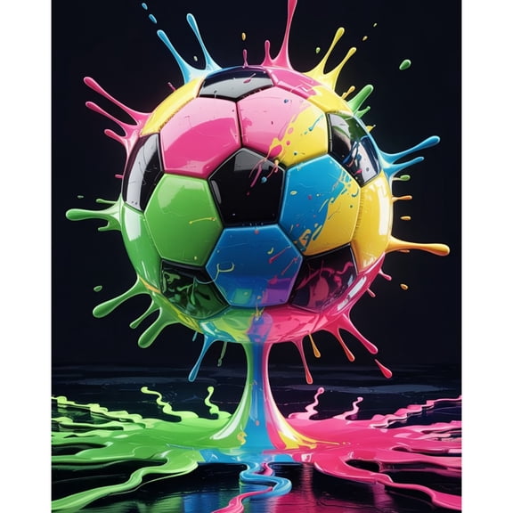 5D Diamond Painting Kits for Adults kids Beginners Paint By Diamond Set Round Full Drill Craft Diamond Art Painting Art Craft Painting Kit-Painted football splash