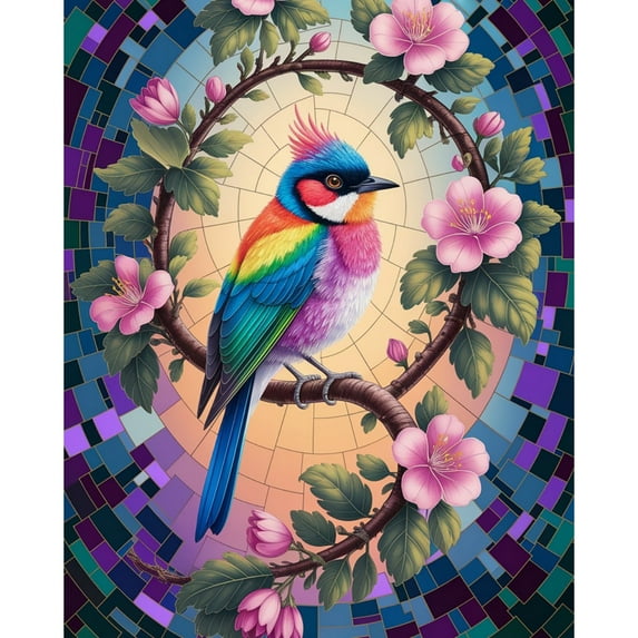 5D Diamond Painting Kits for Adults kids Beginners Paint By Diamond Set Round Full Drill Craft Diamond Art Painting Art Craft Painting Kit-Rainbow birds and flowers