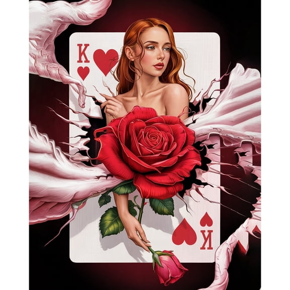 5D Diamond Painting Kits for Adults kids Beginners Paint By Diamond Set  Round Full Drill Craft Diamond Art Painting Art Craft Painting Kit-Red Queen and rose bloom