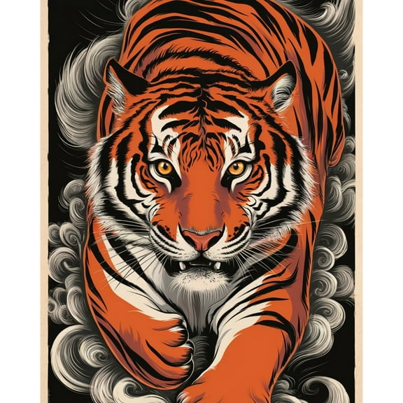 5D Diamond Painting Kits for Adults kids Beginners Paint By Diamond Set Round Full Drill Craft Diamond Art Painting Art Craft Painting Kit-Tiger Roaring in the Clouds