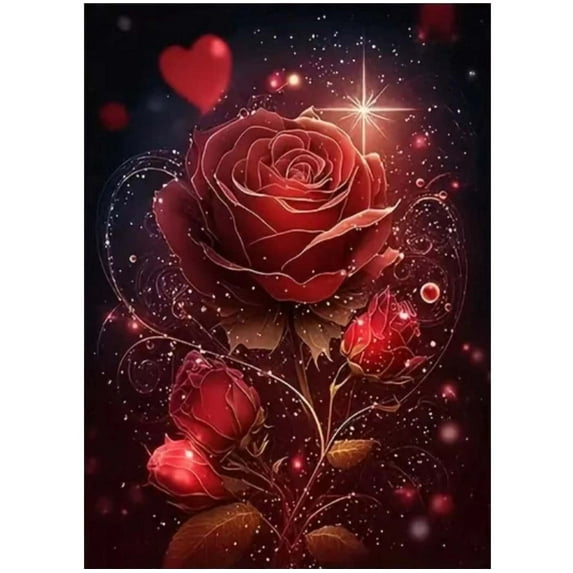 5D Diamond Painting Kits for Adults,DIY Rose Flowers Diamond Art Kits, Round Full Drill Gem Art Kits Home Wall Decor,5-6