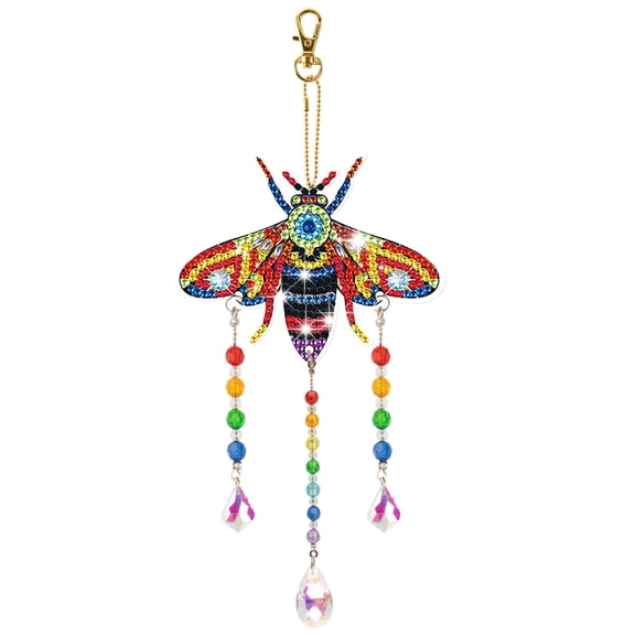 5D Diamond Painting Pendant Kit Red Bee DIY Diamond Art Pendant Handmade Gift Sparkling Handmade Craft Perfect for Beginners