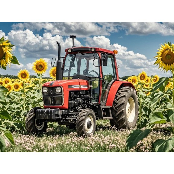 5D Diamond Painting Red Tractor Sunflowers Diamond Art DIY Kits Full Round Drill Rhinestone Crystal by Number Stitch Embroidery Arts and Crafts for Living Room Bedroom Home Wall Decor 12x16 inch