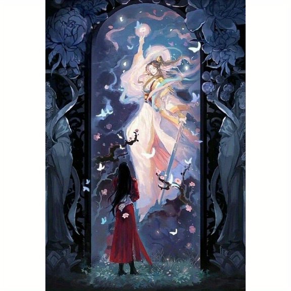 5D Diamond Painting Set, Adult Size, Heaven Official's Blessing Anime Pattern, Relaxing Diamond Painting Craft Set, Includes Tools, Gift/Home Wall Decoration