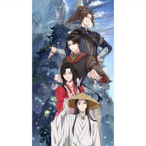 5D Diamond Painting Set, Adult Size, Heaven Official's Blessing Anime Pattern, Relaxing Diamond Painting Craft Set, Includes Tools, Gift/Home Wall Decoration