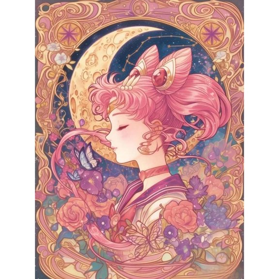 5D Diamond Painting Set (Adult Version), Anime-Themed Diamond Painting Set (Adult Version), DIY Round Diamond Art Craft Set (Home Wall Decoration)