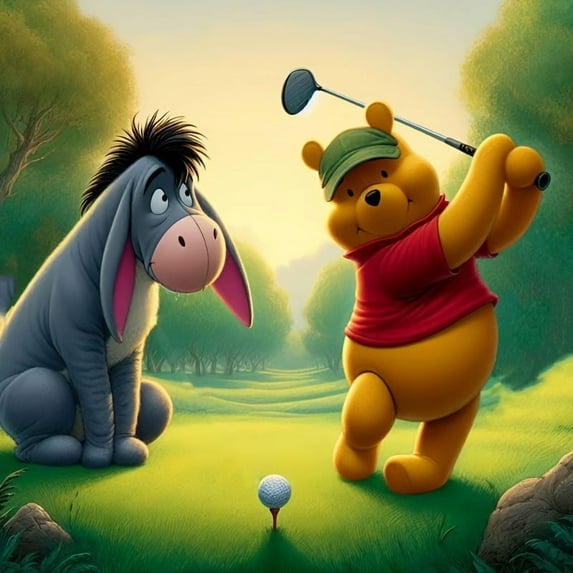 5D Diamond Painting,Winnie and Eeyore play golf,Diamond Painting Numbers Kits,gift,Interior decoration,Cross-stitch kit,12x12 inch