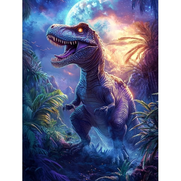 5D Dinosaur Diamond Art 12x16 Inch Full Drill Diamond Painting Kits for Adults & Beginners - DIY Art Crafts for Relaxation and Home Wall Decor 695A