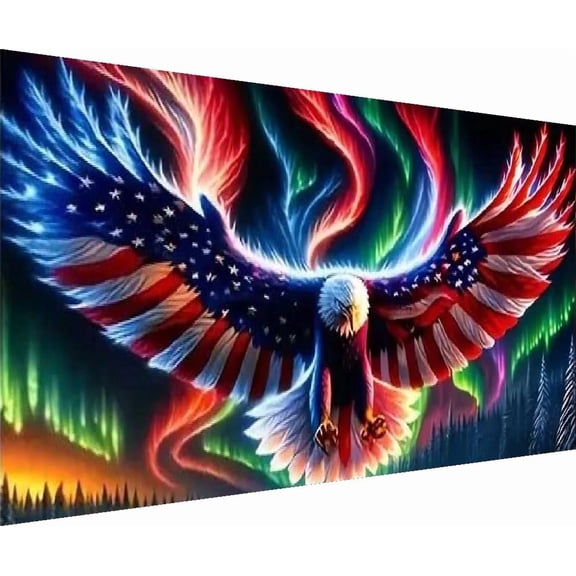 5D Eagle Diamond Painting for Adults - Large Size Amercia Eagle Diamond Painting Kits, DIY Full Drill Diamond Art Kits for Adults, Gem Painting Kit Animal for Home Wall Decor 27.5 X 15.7 Inch
