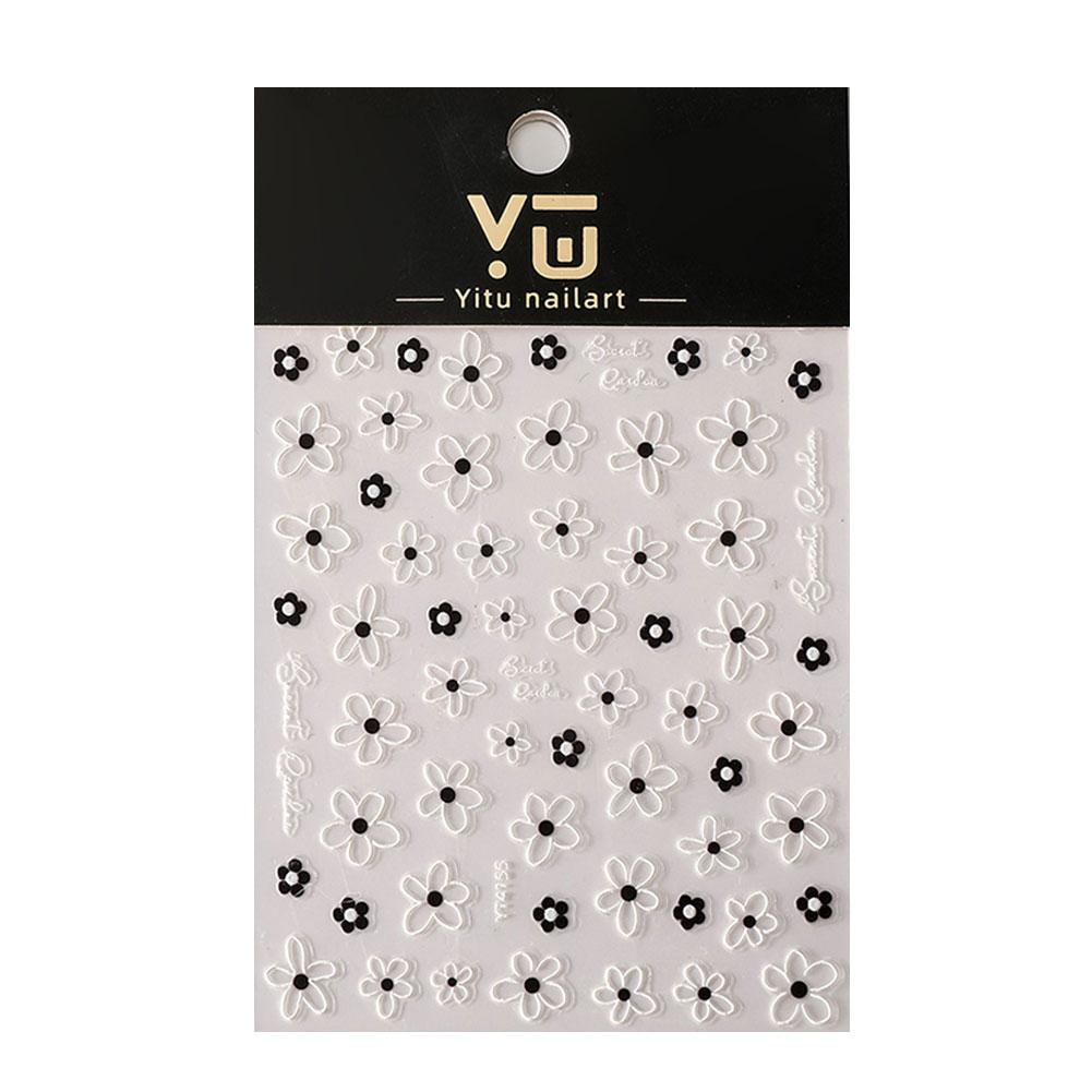 5D Embossed Floral Nail Art Stickers 5 Petal Flower Florals Pattern ...