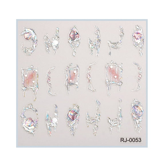 5D Embossed Stickers Women 1Sheet Art Stickers Adhesive French Silver Decals for Design