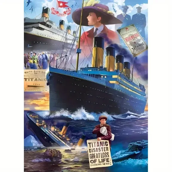 5D Embroidery Titanic Diamond Art Painting - Full Round Rhinestone Mosaic Home Decor