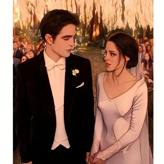 5D Embroidery Twilight Couple Diamond Art Painting - Full Round Rhinestone Mosaic Home Decor