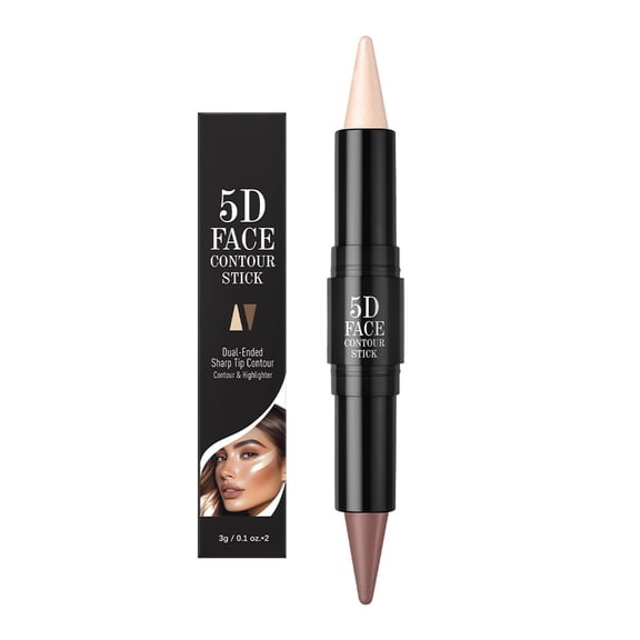 5D Face Contour Stick - 2-in-1 Contour Highlighter Stick Non-greasy and Non-drying Contour Pen Long Lasting Waterproof Face Brighten Contouring Makeup Pen for Flawless Face & Body Highlighting