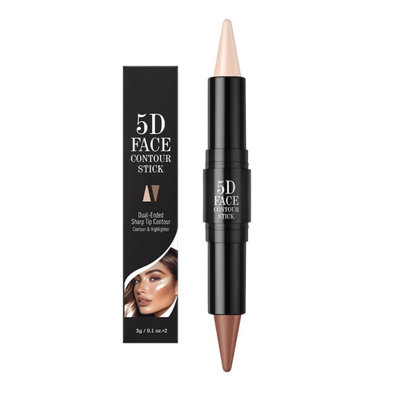 5D Face Contour Stick - 2-in-1 Contour Highlighter Stick Non-greasy and Non-drying Contour Pen Long Lasting Waterproof Face Brighten Contouring Makeup Pen for Flawless Face & Body Highlighting