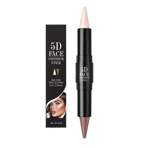 5D Face Contour Stick - 2-in-1 Contour Highlighter Stick Non-greasy and Non-drying Contour Pen Long Lasting Waterproof Face Brighten Contouring Makeup Pen for Flawless Face & Body Highlighting