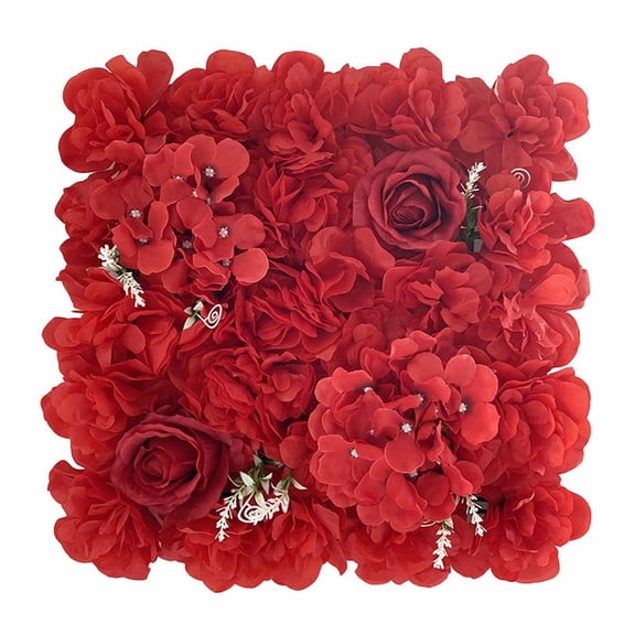 5D Flower Wall Panel, Red Artificial Flower Wall Decor 13.78x13.78 Inch, Silk Flower Wall for Wedding Backdrop Decor, Party Photo Booth Background, Home Wall Decor