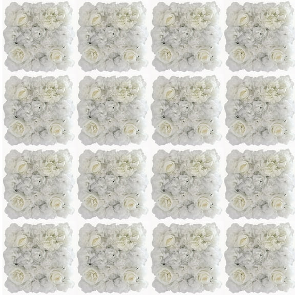 5D Flowers Wall Panel 13.7 * 13.7 inch, 16Pcs Artificial Flower Wall Background, Silk Rose Mat for Home Party Wedding Backdrop Wall Decor Shop Photo Backdrop Floral Wall Arrangement