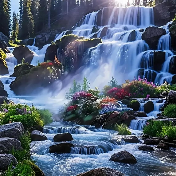 5D Four Seasons Diamond Painting Kits for Adults Beginner,DIY Four Seasons Landscapes Diamond Art Kits for Adults,Round Full Drill Diamond Dots
