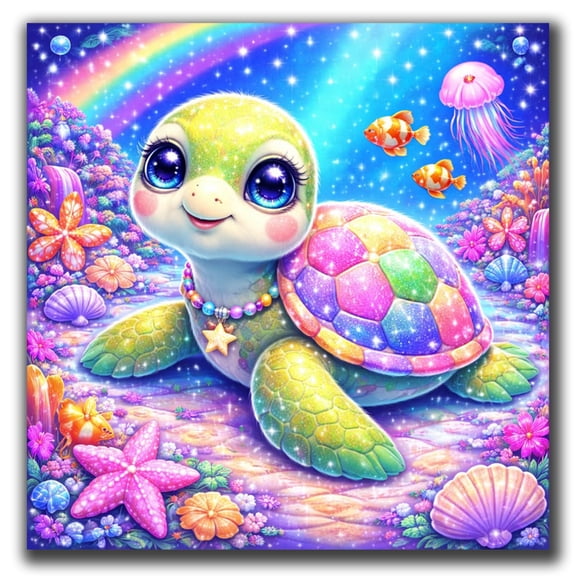 5D Full Drill Diamond Painting Kit,Turtle Diamond Art Kits for Adults, Ocean Theme DIY Round Diamond Mosiac Kits,Diamond Dots,Gem Art and Crafts,Diy Handicrafts,Home Wall Decor,16x16inch