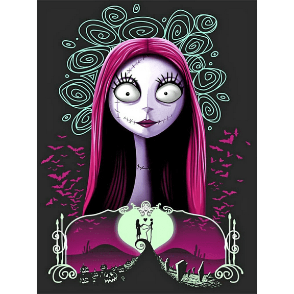 5D Halloween Diamond Painting Kits for Adults The Nightmare Before Christmas DIY Rhinestone Embroidery Set Paint with Diamonds Art by Number Kits Cross Stitch Home Wall Craft Decoration 12X16 inch