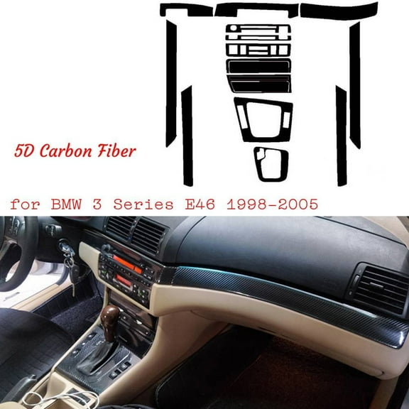 5D Interior Glossy Carbon Fiber Wrap Trim Decal Sticker Kit/Set For BMW For E46 1998-2005 Replace Car Accessories