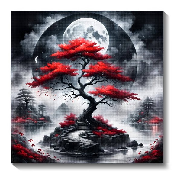 5D Landscape Diamond Painting Moonlit Tree Shadows | Full-Drill Embellishment | Home Decor | Handmade Gift; Size: 30 x 30 cm (Frame Not Included).,Multicolor