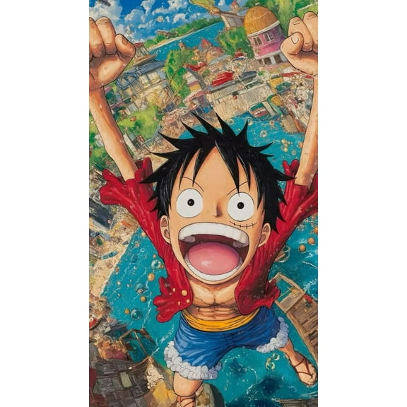 5D Monkey D. Luffy Diamond Art Kits for Adults Beginners, ONE PIECE DIY Full Round Drill Diamond Painting Kits, Paint by Diamonds Dot Gem Art Crystal Easy,1216Inch