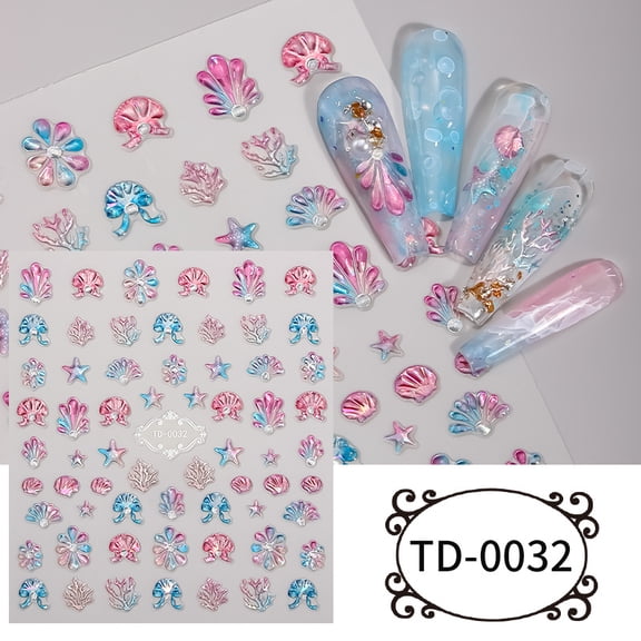 5D Nail Art Stickers, Embossed Soft Rubber Decals, Summer Fruits, Flowers, Butterflies, Trendy Nail Stickers