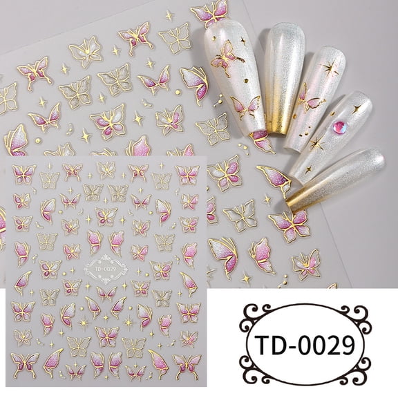 5D Nail Art Stickers, Embossed Soft Rubber Decals, Summer Fruits, Flowers, Butterflies, Trendy Nail Stickers