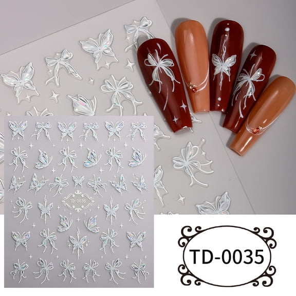 5D Nail Art Stickers, Embossed Soft Rubber Decals, Summer Fruits, Flowers, Butterflies, Trendy Nail Stickers