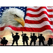 5D Painting by Numbers Kits National Flag Eagle Military Full Diamond DIY Round Diamond Art Kits Patriotic Pictures Art for Home Wall Decor