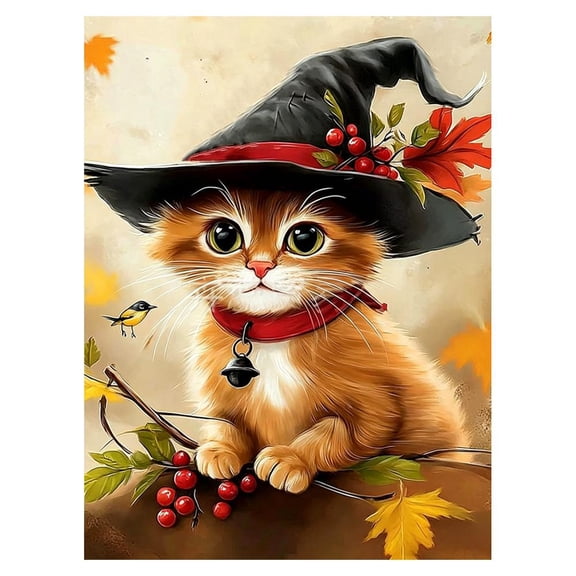 5D Paintinggs Cute Cat Theme DIY Mosaic Round For Home Decor Wall Drill Kit