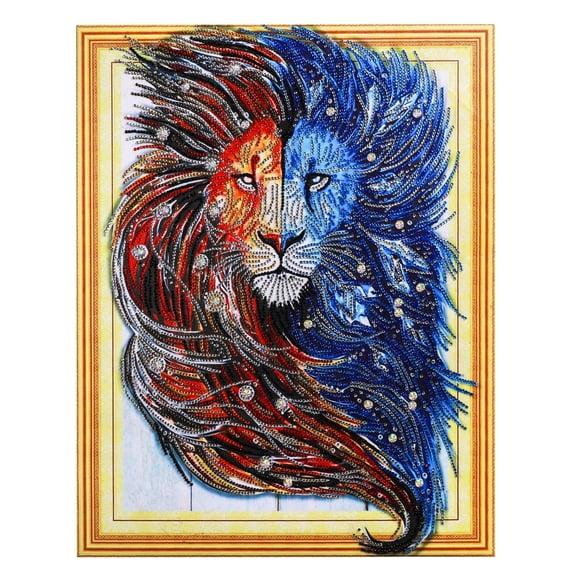 5D Partial Drill Diamond Painting Kit for Adults, Kids, Beginners - DIY Art Set 20x16 inch (Lion)