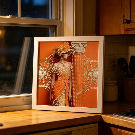 5D Pearl Painting Kit - DIY Full Drill Pearl Art Rhinestone Painting for Adults Beginners Home Wall Decor (C)