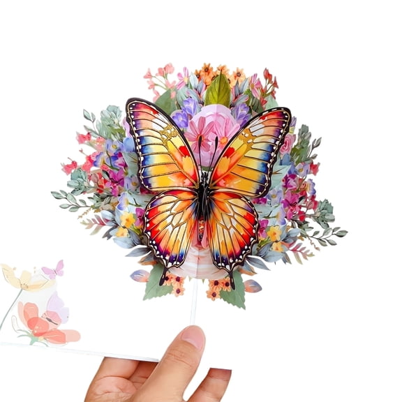 3D Pop Up Butterfly Greeting Card, Handmade Floral Butterfly Pop-Up Card for Wife, Husband, Girlfriend, Mom, Dad, Mother, Father (Birthday Card, Get Well, Thank You, Anniversary)