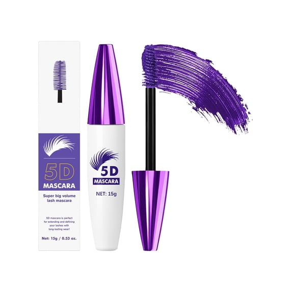 5D Purple Mascara Volume and Length,Longlasting Waterproof Smudge-proof Colored Mascara for Eyelashes,Volumizing Lengthening Curling ,Party Stage Use, Gift for Women Girl