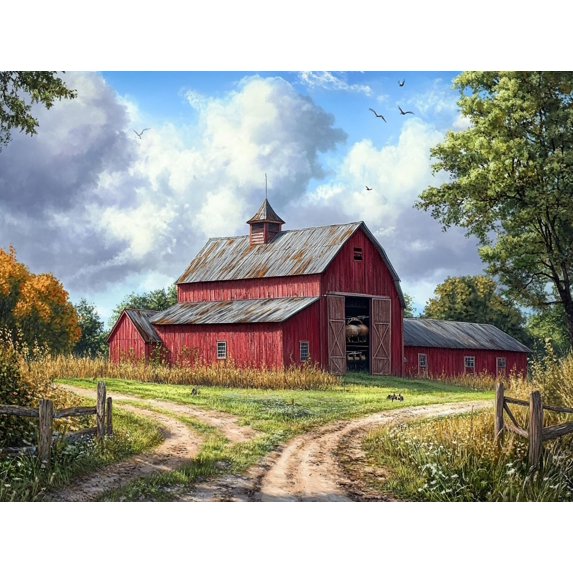 5D Red Barn Farm Diamond Art 12x16 Inch Full Drill Diamond Painting ...